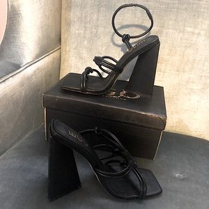 Brand New Ego Square-Toe Strappy Block Heels